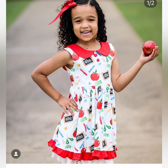 Girls 8 Bella & Omi Back to School gorgeous Peter Pan dress & matching shorties - Picture 10 of 16